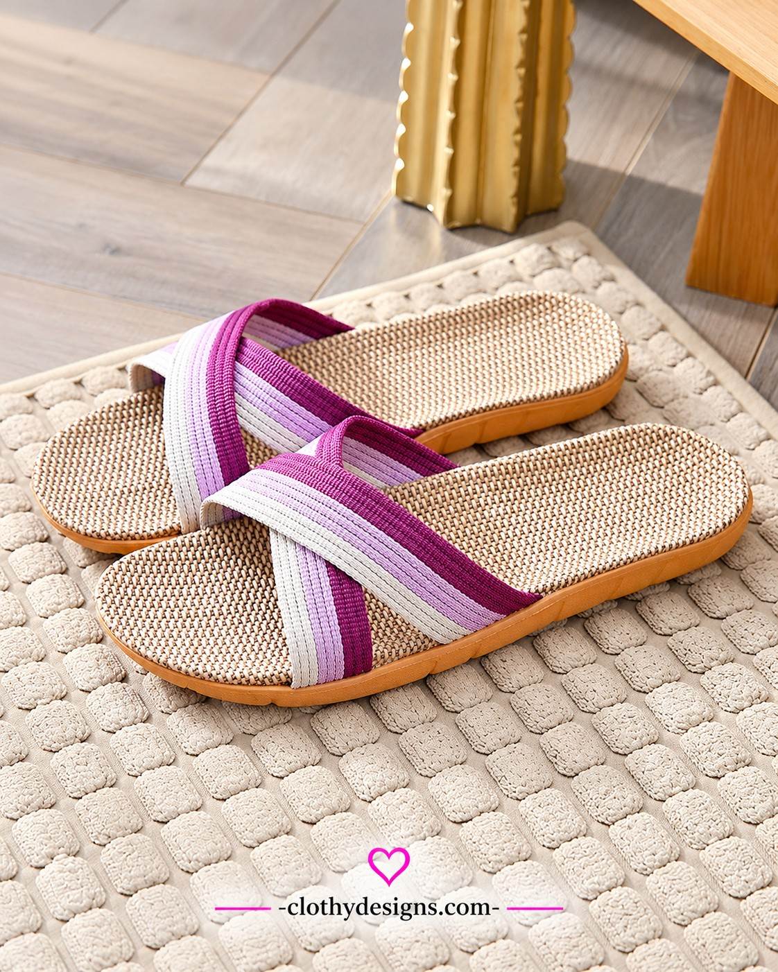 Women’s Linen House Slippers – Breathable Summer Indoor Slides with Anti-Slip Soles